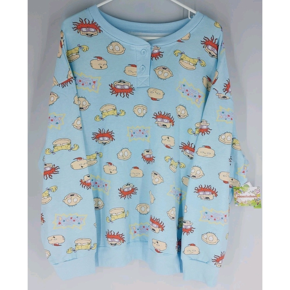 Rugrats Sweatshirt 2021 Nickelodeon Mint Green Womens 2X 2 Button‎ New